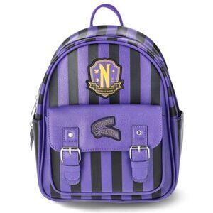 Wednesday Addams Nevermore Academy MGM Mini Purple and Black Backpack NWT